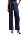 Aqua Satin Wide Leg Pants - Exclusive In Navy