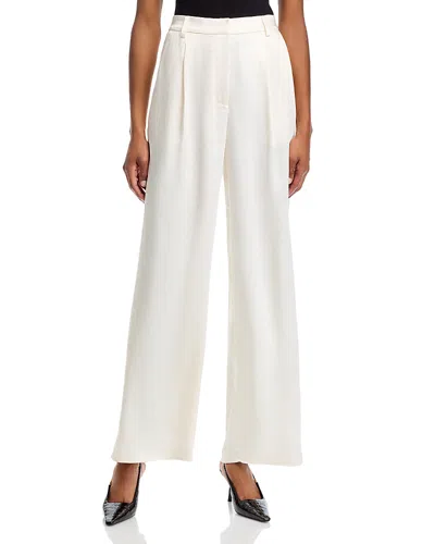 Aqua Satin Wide Leg Pants - Exclusive In White