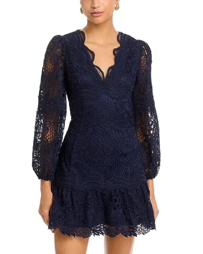 Aqua Scallop Lace Mini Dress -exclusive In Blue
