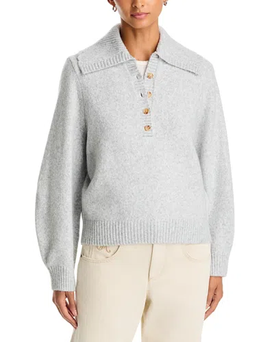 Aqua Scalloped Collar Henley Sweater - Exclusive In Blue