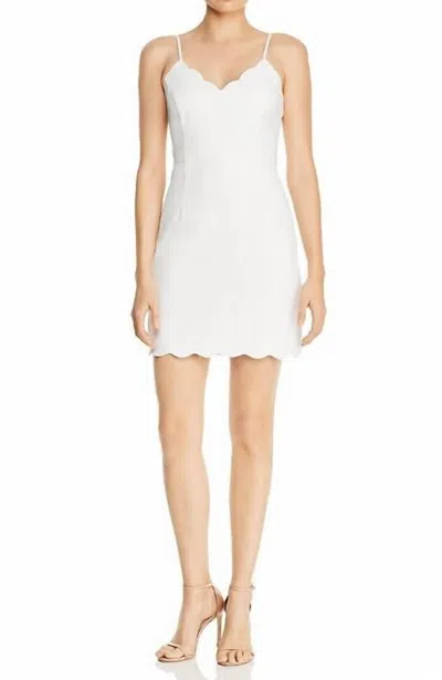 Aqua Scalloped Mini Cocktail Dress In White