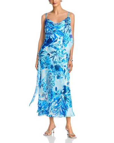 Aqua Scarf Slip Maxi Dress - Exclusive In Blue