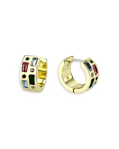 Aqua Scattered Stone Huggie Hoop Earrings - Exclusive In Gold