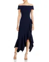 Aqua Scuba Crepe Off-the-shoulder Midi Dress - Exclusive In Navy