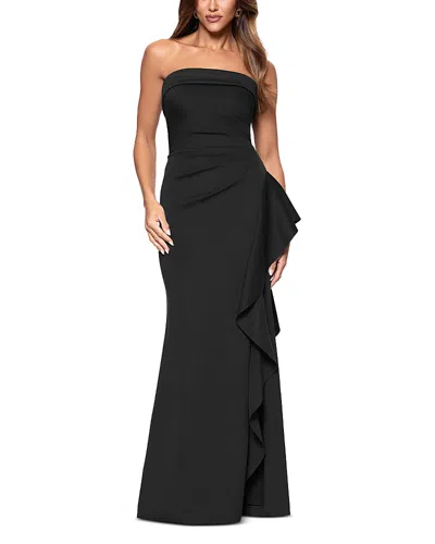 Aqua Scuba Strapless Gown - Exclusive In Black