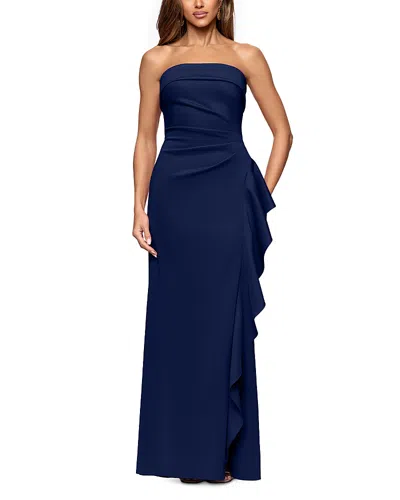 Aqua Scuba Strapless Gown - Exclusive In Blue