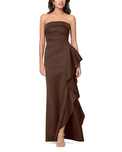 Aqua Scuba Strapless Gown - Exclusive In Brown
