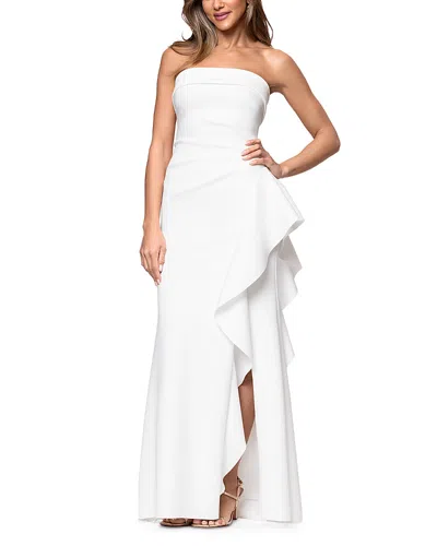 Aqua Scuba Strapless Gown - Exclusive In White