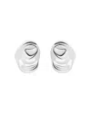Aqua Sculptured Oval Stud Earrings In Metallic