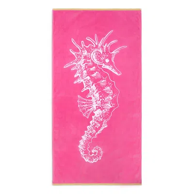 Aqua Seahorse Beach Towel - Exclusive In Pink