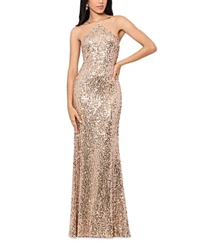 Aqua Sequin Cutout Back Gown - 100% Exclusive In Rose/gold