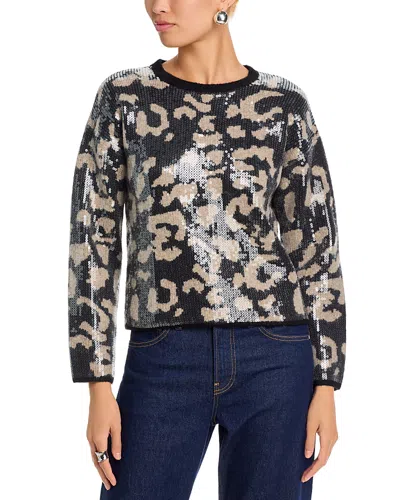 Aqua Sequin Leopard Sweater - Exclusive In Black