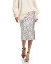 Aqua Sequin Midi Skirt - Exclusive In Silver/nude