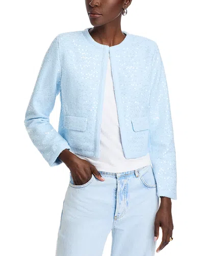 Aqua Sequin Tweed Jacket - Exclusive In Ice Blue
