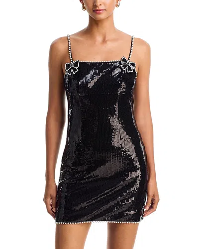Aqua Sequinned Beaded Mini Dress - Exclusive In Black