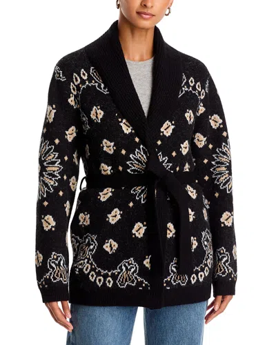 Aqua Shawl Collar Belted Cardigan - Exclusive In Black