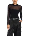 Aqua Sheer Knit Mock Neck Top - Exclusive In Black