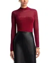 Aqua Sheer Knit Mock Neck Top - Exclusive In Burgundy