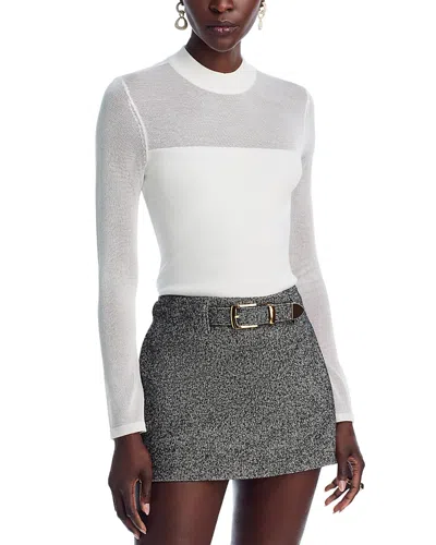 Aqua Sheer Knit Mock Neck Top - Exclusive In Ivory