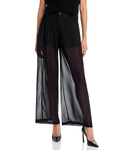 Aqua Sheer Wide Leg Pants - Exclusive In Black