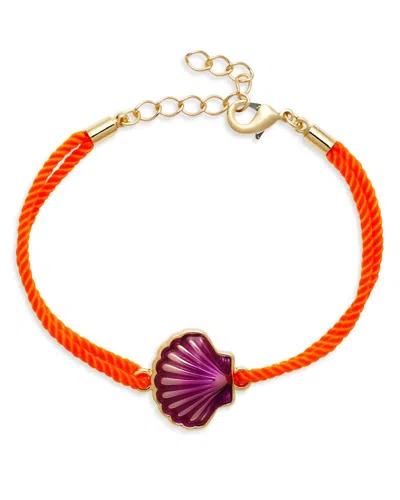 Aqua Shell And Cord Flex Bracelet In Purple/orange