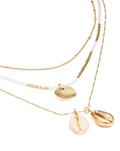 Aqua Shell Layered Pendant Necklace In Gold Tone, 14 - Exclusive
