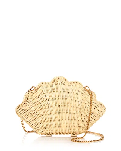 Aqua Shell Wicker Clutch - Exclusive In Natural