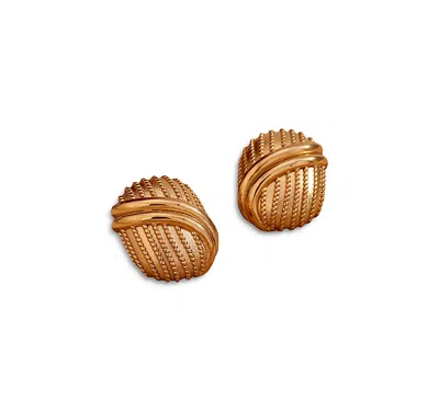 Aqua Shield Stud Earrings - Exclusive In Gold