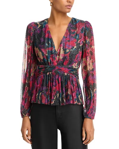 Aqua Shimmer Knit Top In Red/multi