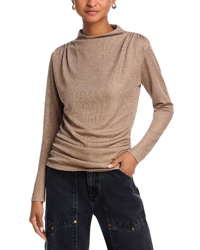 Aqua Shimmer Ruched Top - Exclusive In Bronze