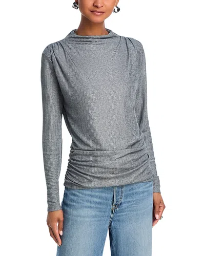 Aqua Shimmer Ruched Top - Exclusive In Silver