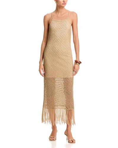 Aqua Shine Crochet Maxi Dress - Exclusive In Gold