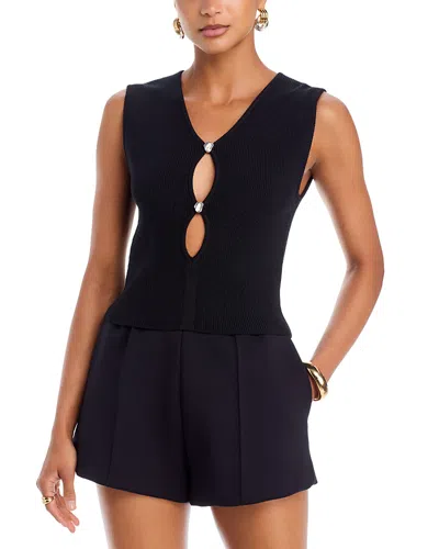Aqua Shine Knit Button Tank - Exclusive In Black