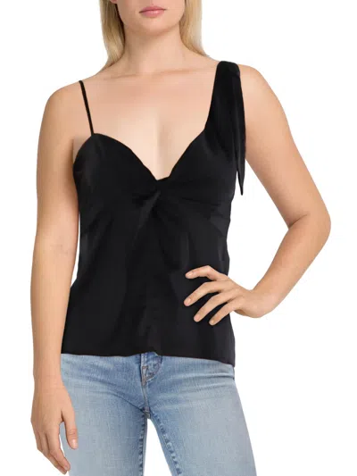 Aqua Shora Womens Knot Front Tie Shoulder Cropped In Black