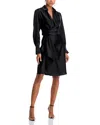 Aqua Short Satin Long Sleeve Dress - Exclusive In Black