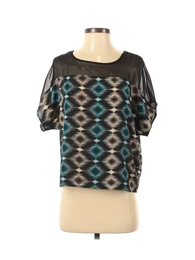 Pre-owned Aqua Short Sleeve Blouse In Black