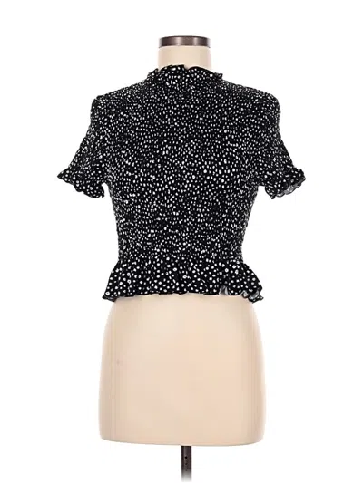 Pre-owned Aqua Short Sleeve Blouse In Black