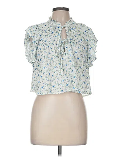 Pre-owned Aqua Short Sleeve Blouse In Blue