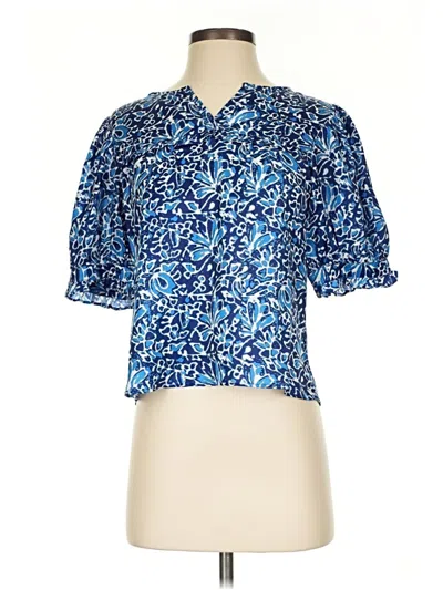 Pre-owned Aqua Short Sleeve Blouse In Blue