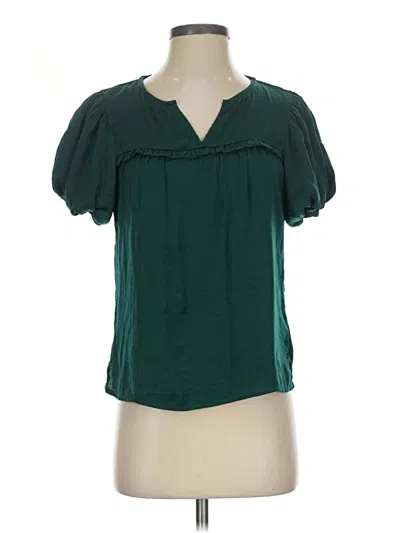 Pre-owned Aqua Short Sleeve Blouse In Green