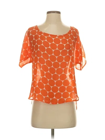 Pre-owned Aqua Short Sleeve Blouse In Orange