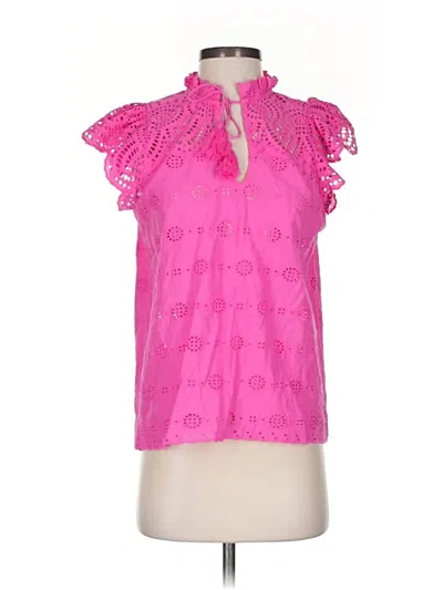 Pre-owned Aqua Short Sleeve Blouse In Pink
