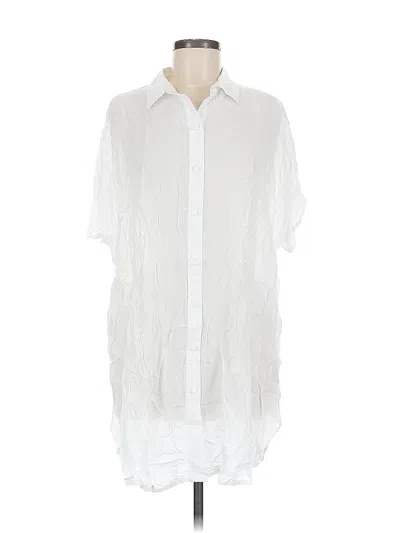 Pre-owned Aqua Short Sleeve Blouse In White
