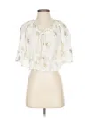 Aqua Short Sleeve Blouse In White