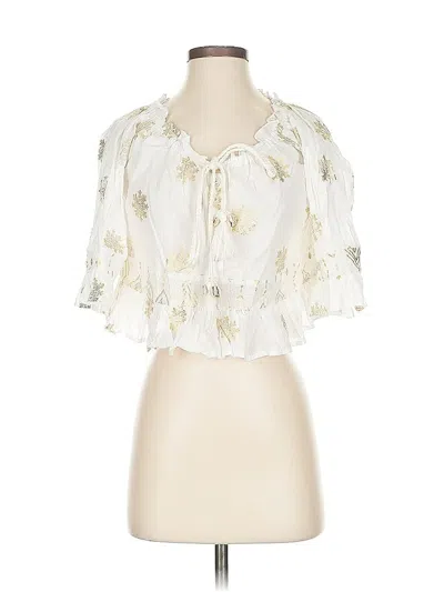Aqua Short Sleeve Blouse In White