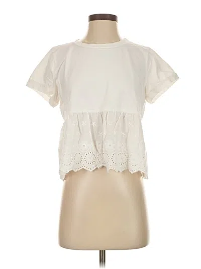 Pre-owned Aqua Short Sleeve Blouse In White
