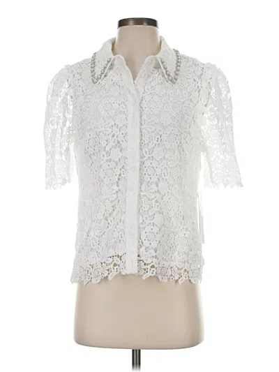 Aqua Short Sleeve Blouse In White