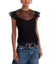 Aqua Short Sleeve Lace Top - Exclusive In Black