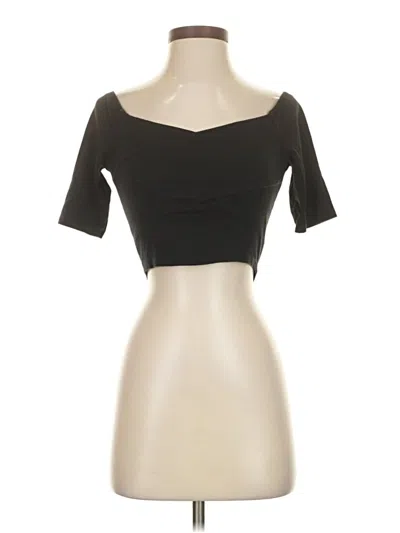 Pre-owned Aqua Short Sleeve Top Black Sweetheart Neckline Tops