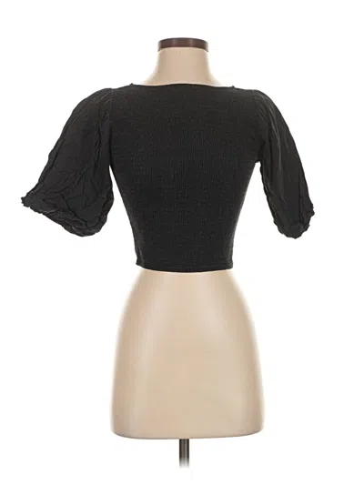 Pre-owned Aqua Short Sleeve Top Black Sweetheart Neckline Tops
